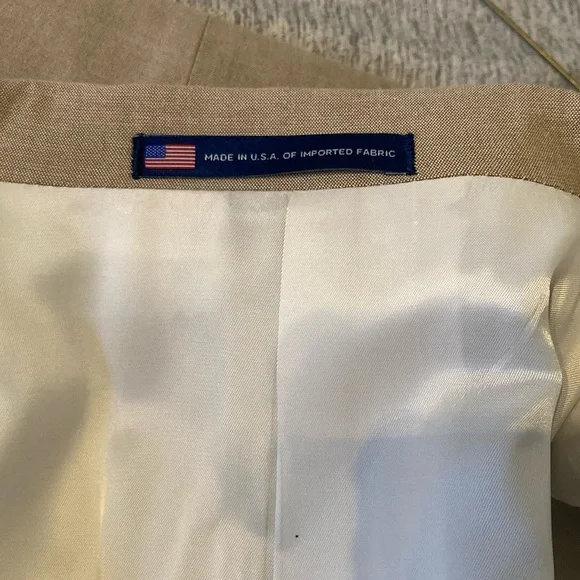 Hart Schaffner Marx Tan Suit with Notched Lapel